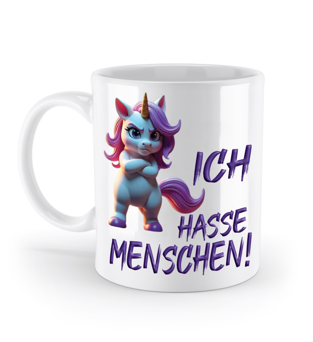 Einhorn Tasse - Ich hasse Menschen! - zornig