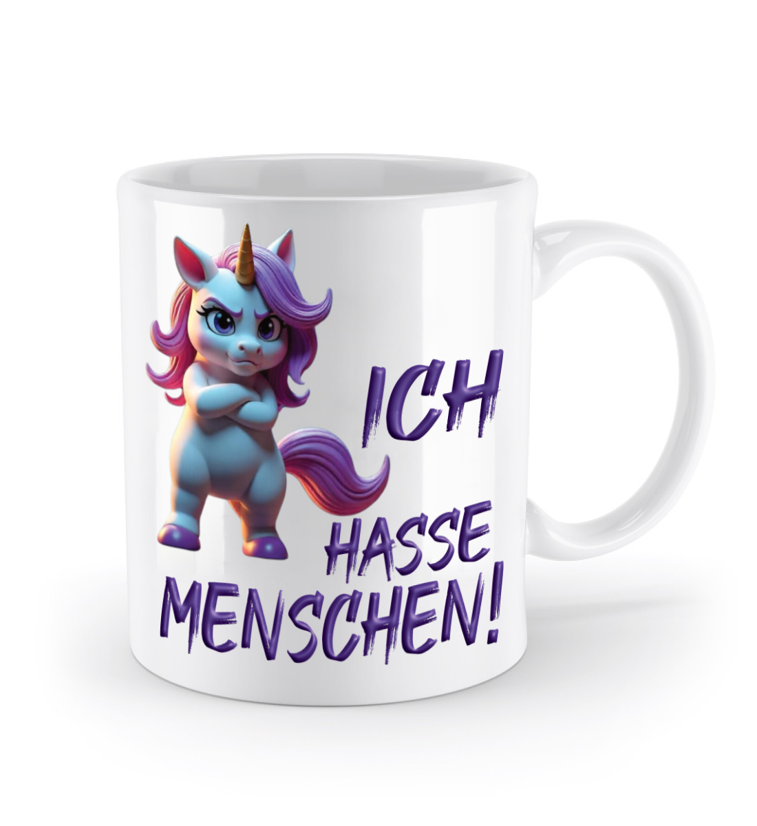 Einhorn Tasse - Ich hasse Menschen! - zornig