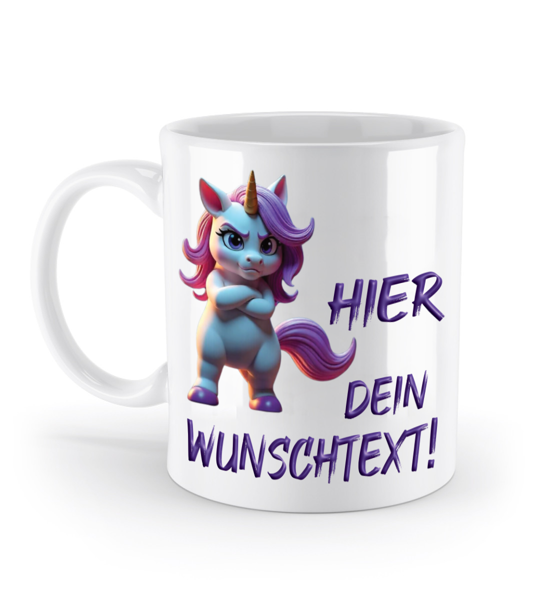 Einhorn Tasse - personalisiert mit Wunschtext - zornig