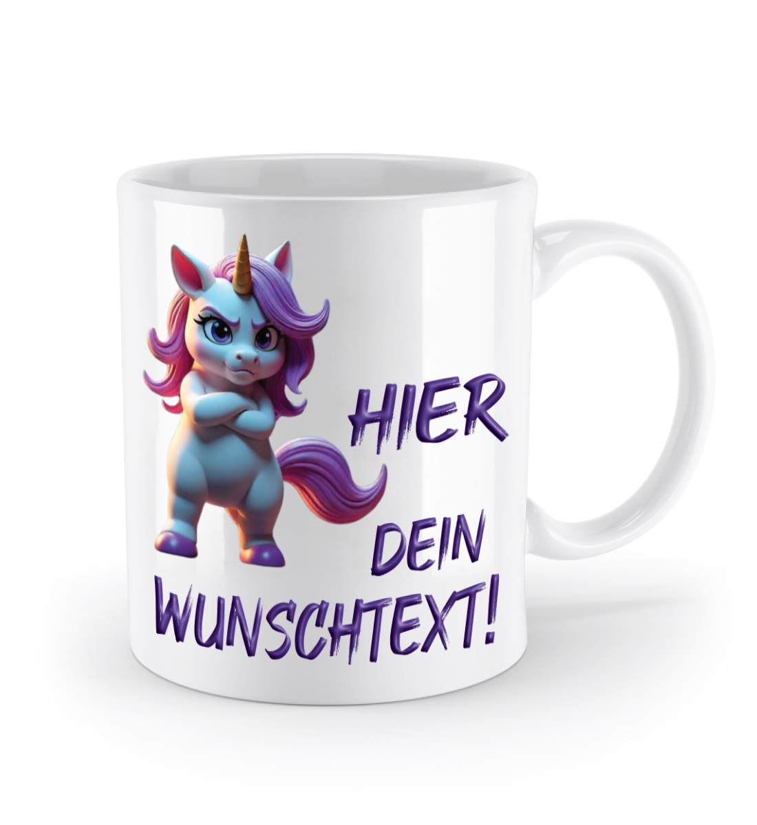 Einhorn Tasse - personalisiert mit Wunschtext - zornig