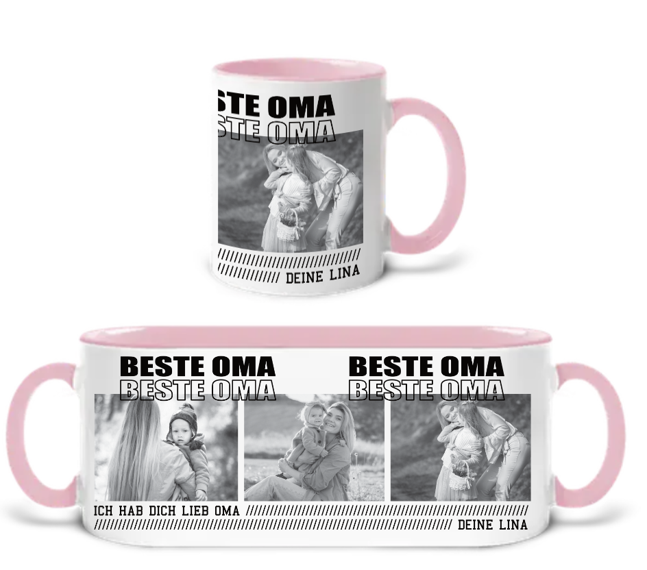 Personalisiertes Fotogeschenk – „Beste Oma“ Tasse mit Bildern und Wunschtext