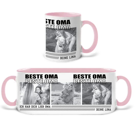 Personalisiertes Fotogeschenk – „Beste Oma“ Tasse mit Bildern und Wunschtext