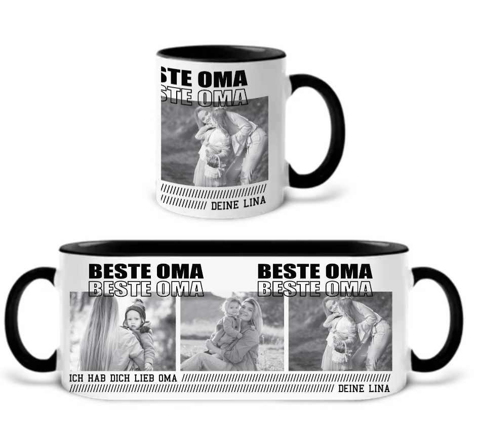 Personalisiertes Fotogeschenk – „Beste Oma“ Tasse mit Bildern und Wunschtext