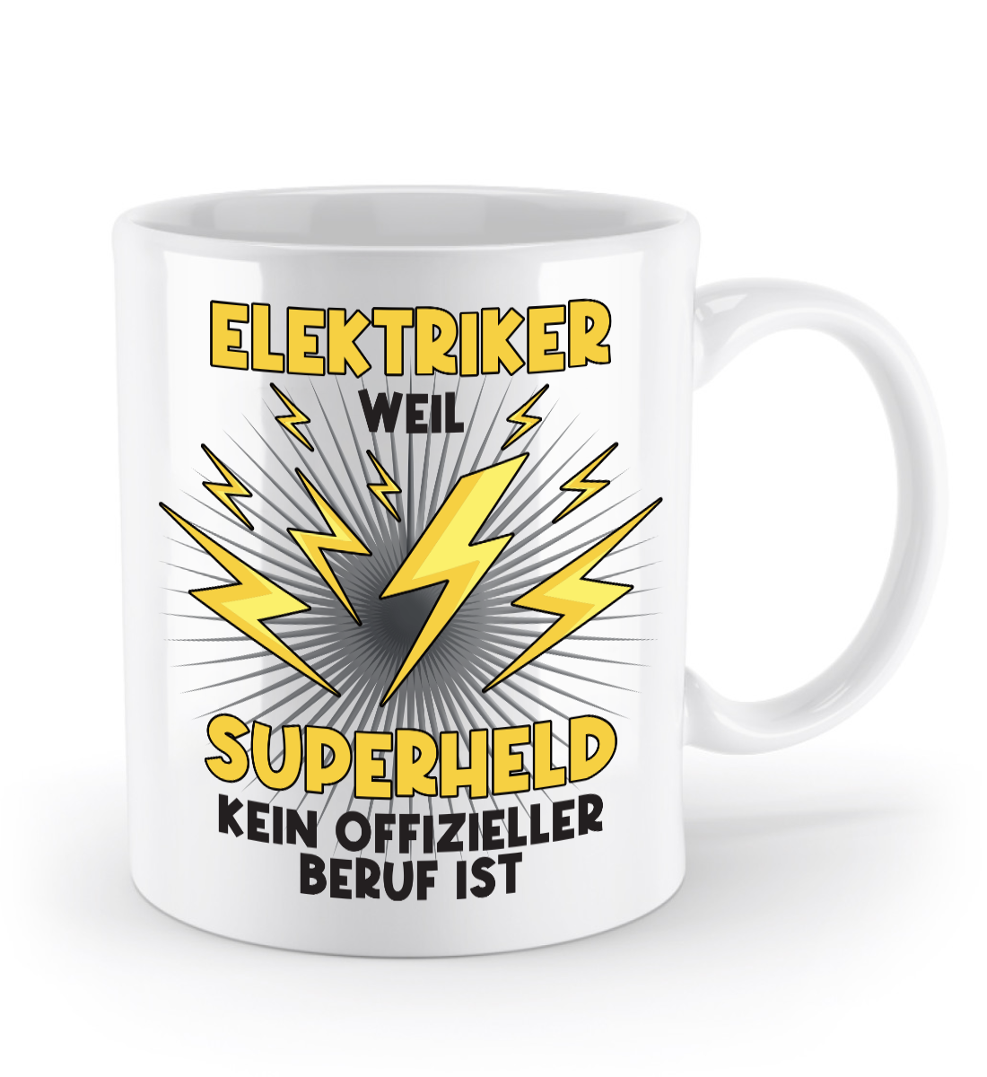 Elektriker Tasse - "Elektriker, weil Supherheld..." | Schollys
