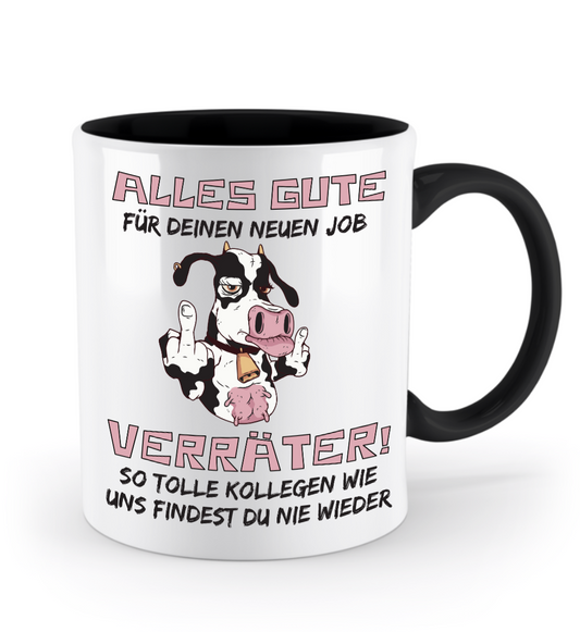 Tasse zum Jobwechsel – Frecher Spruch: „Viel Glück im neuen Job, du Verräter“ (Kuh)