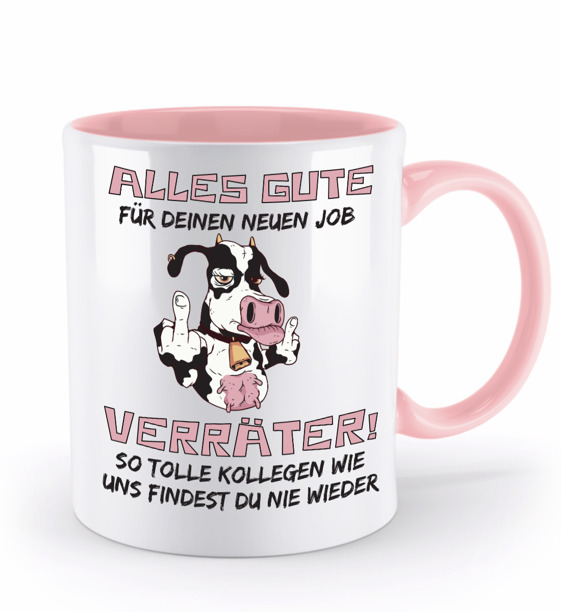 Tasse zum Jobwechsel – Frecher Spruch: „Viel Glück im neuen Job, du Verräter“ (Kuh)