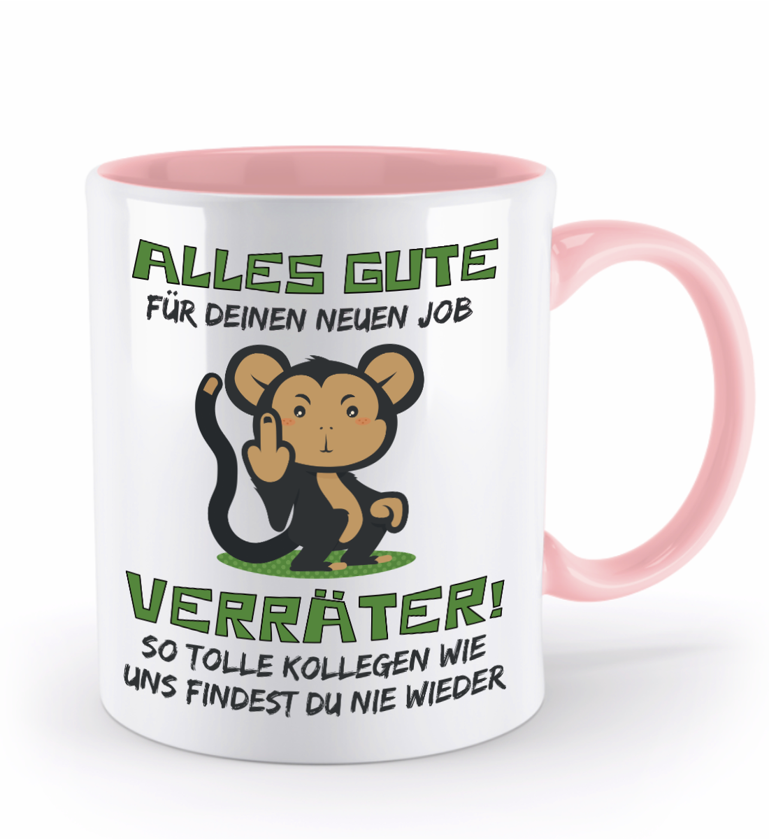 Tasse zum Jobwechsel – Frecher Spruch: „Viel Glück im neuen Job, du Verräter“ (Affe)