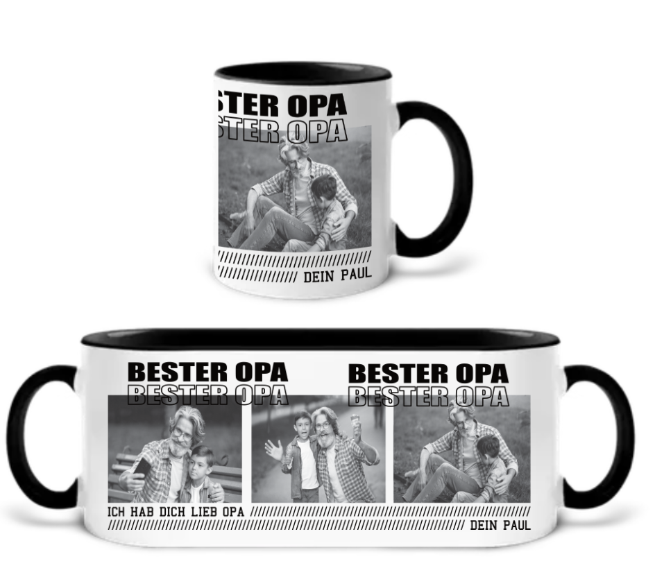 Personalisiertes Fotogeschenk – „Bester Opa“ Tasse mit Bildern und Wunschtext