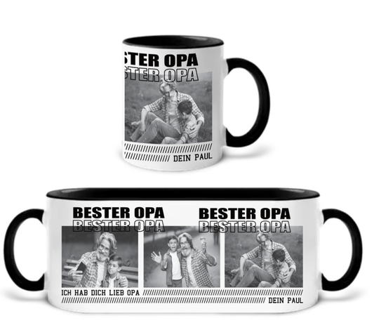 Personalisiertes Fotogeschenk – „Bester Opa“ Tasse mit Bildern und Wunschtext