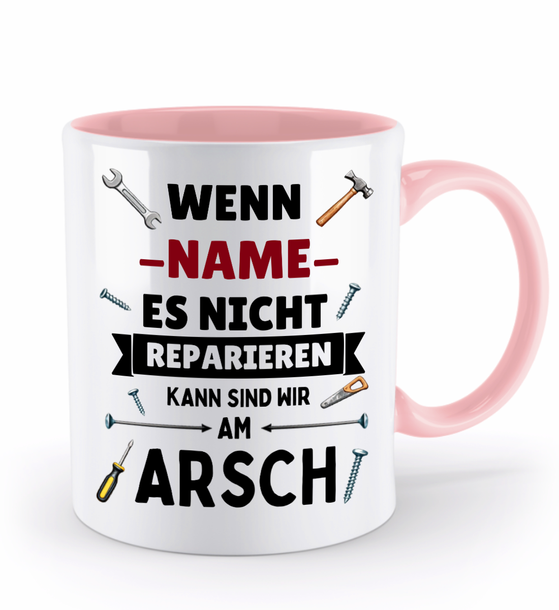 Humorvolle Tasse für Handwerker – Mit Namen personalisierbar - Schollys