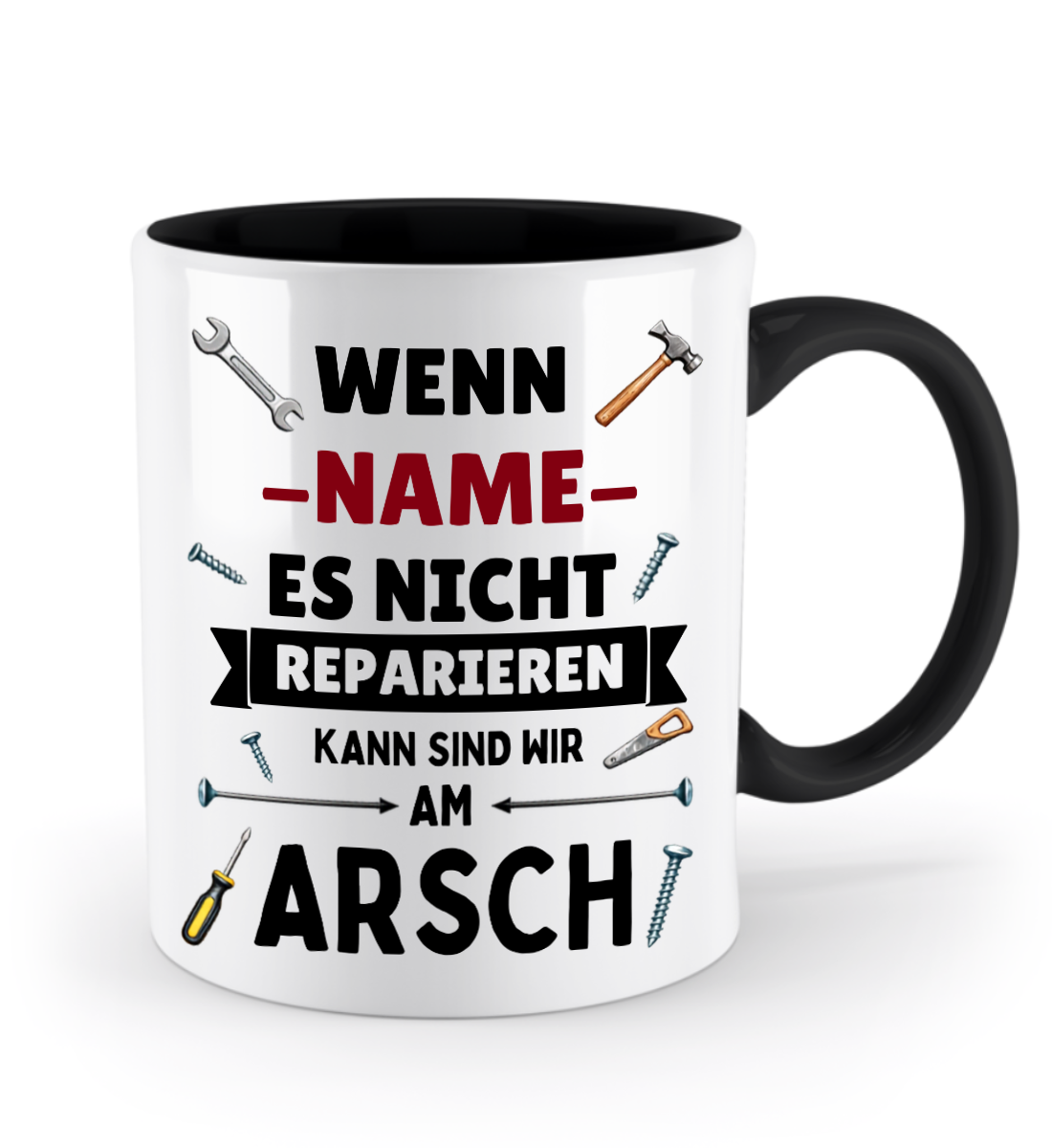 Humorvolle Tasse für Handwerker – Mit Namen personalisierbar - Schollys