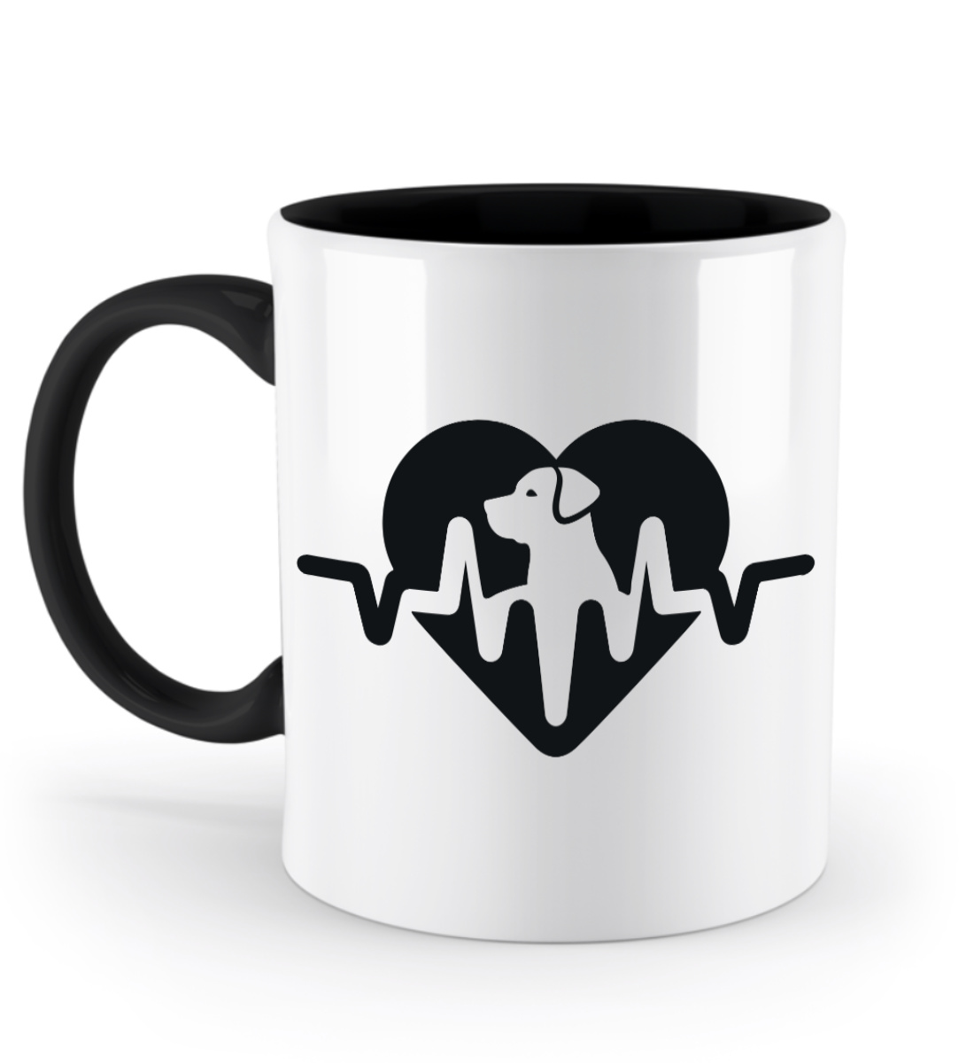Tasse Herzschlag mit Hund im Herzen – liebevolles Design für Hundehalter (black) | Schollys - Schollys