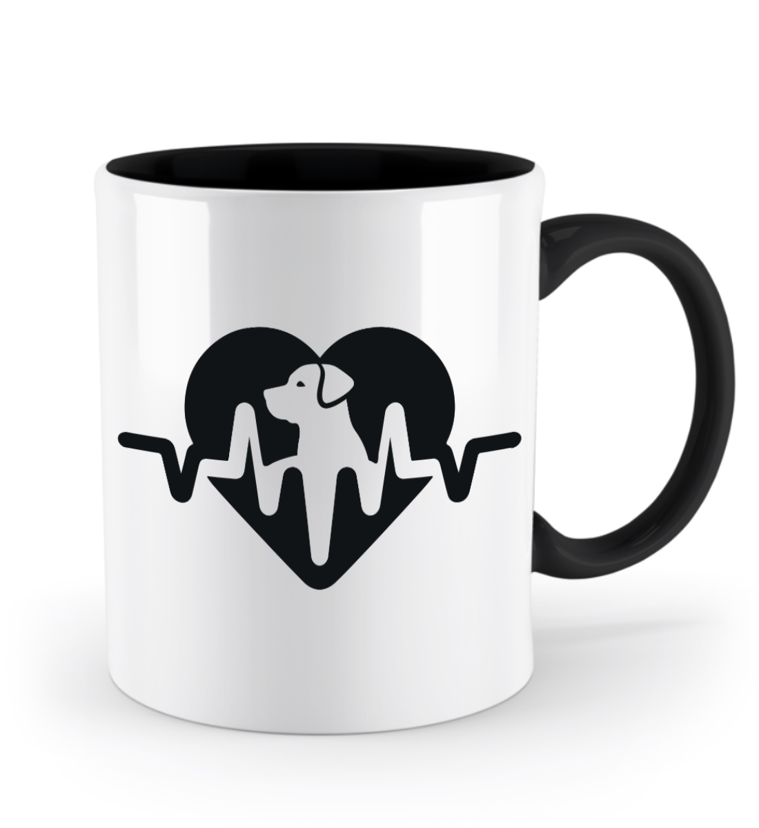 Tasse Herzschlag mit Hund im Herzen – liebevolles Design für Hundehalter (black) | Schollys - Schollys
