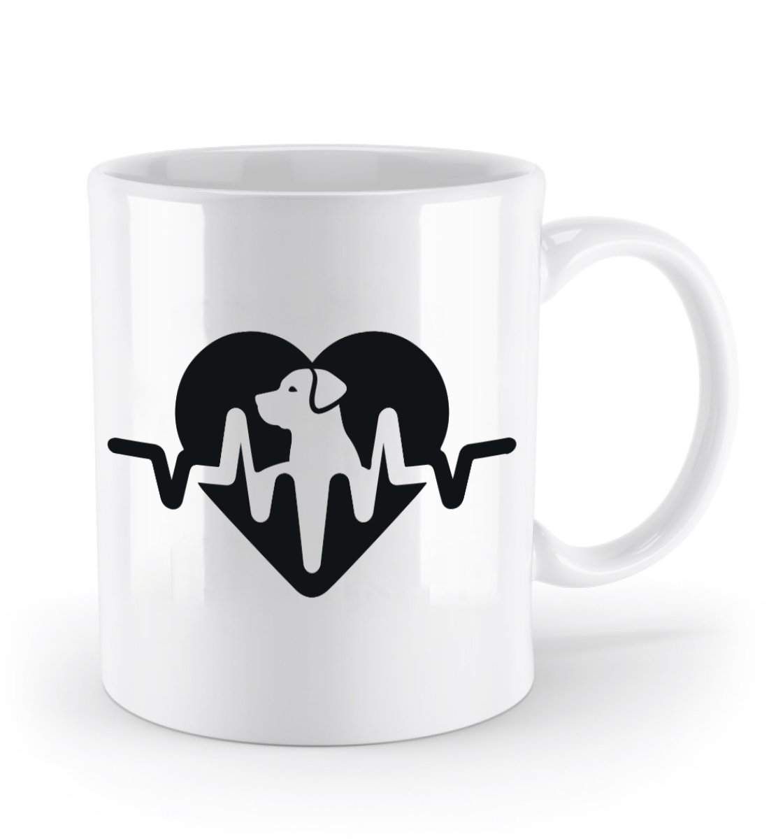 Tasse Herzschlag mit Hund im Herzen – liebevolles Design für Hundehalter (black) | Schollys - Schollys