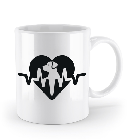 Tasse Herzschlag mit Hund im Herzen – liebevolles Design für Hundehalter (black) | Schollys - Schollys