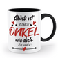 Tasse mit Spruch - "Glück ist einen Onkel wie dich zu haben!" - Geschenktasse, Geschenkidee, Fototasse