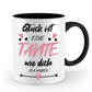 Tasse mit Spruch - "Glück ist eine Tante wie dich zu haben!" - Geschenktasse, Geschenkidee, Fototasse - Schollys
