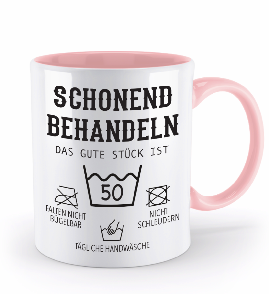 Geburtstagstasse mit Spruch – „Schonend behandeln, das gute Stück ist [Alter]“