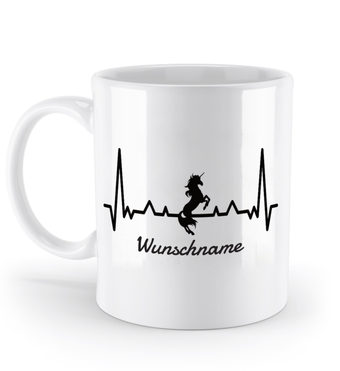 Tasse Einhorn mit Herzschlag – personalisierbar mit Namen für kleine & große Träumer | Schollys - Schollys