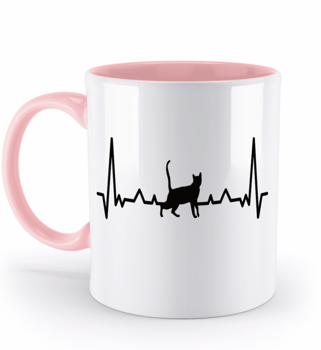 Tasse mit Herzschlag und Katze – personalisierbar mit Namen für Katzenliebhaber | Schollys - Schollys