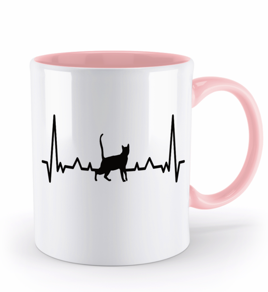 Tasse mit Herzschlag und Katze – personalisierbar mit Namen für Katzenliebhaber | Schollys - Schollys