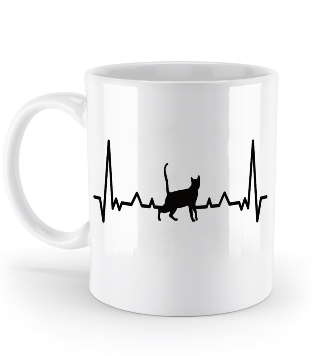 Tasse mit Herzschlag und Katze – personalisierbar mit Namen für Katzenliebhaber | Schollys - Schollys
