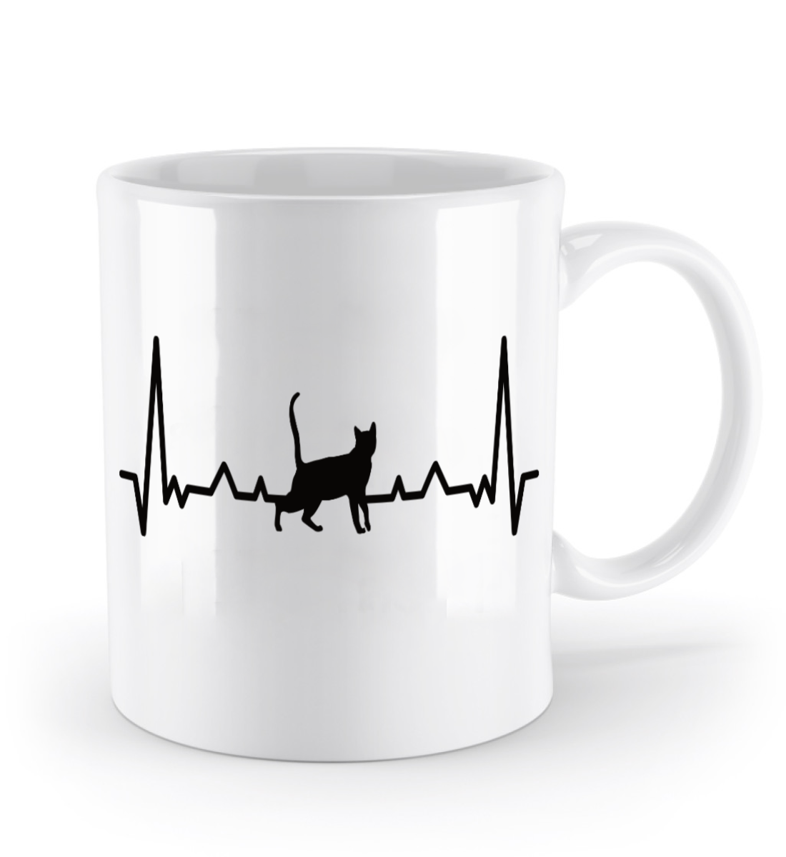 Tasse mit Herzschlag und Katze – personalisierbar mit Namen für Katzenliebhaber | Schollys - Schollys