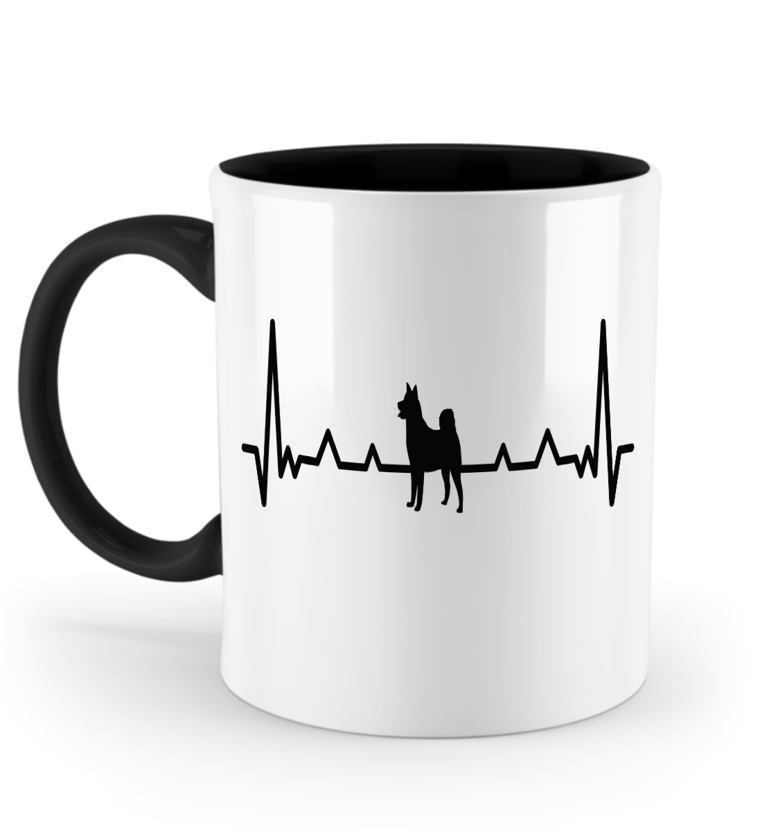 Tasse personalisiert mit Herzschlag und Hundesilhouette – Geschenk für Hundehalter mit Namen | Schollys - Schollys