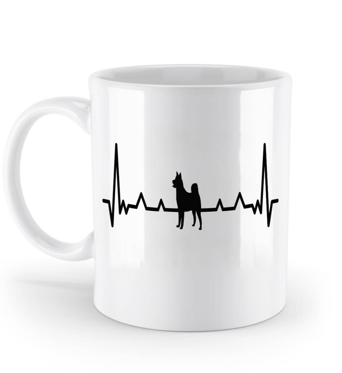Tasse personalisiert mit Herzschlag und Hundesilhouette – Geschenk für Hundehalter mit Namen | Schollys - Schollys