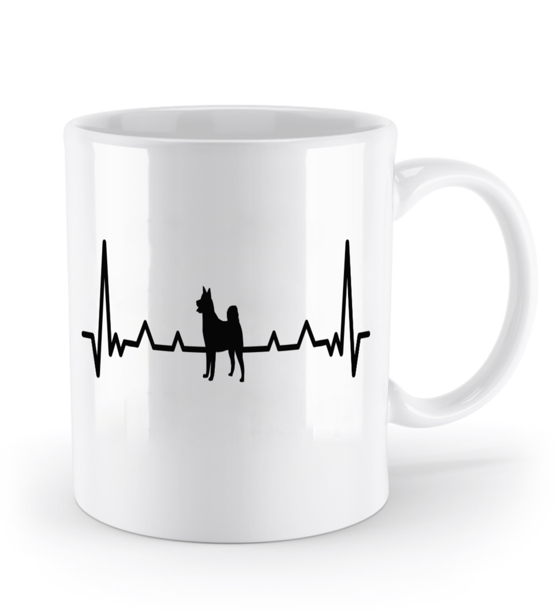 Tasse personalisiert mit Herzschlag und Hundesilhouette – Geschenk für Hundehalter mit Namen | Schollys - Schollys