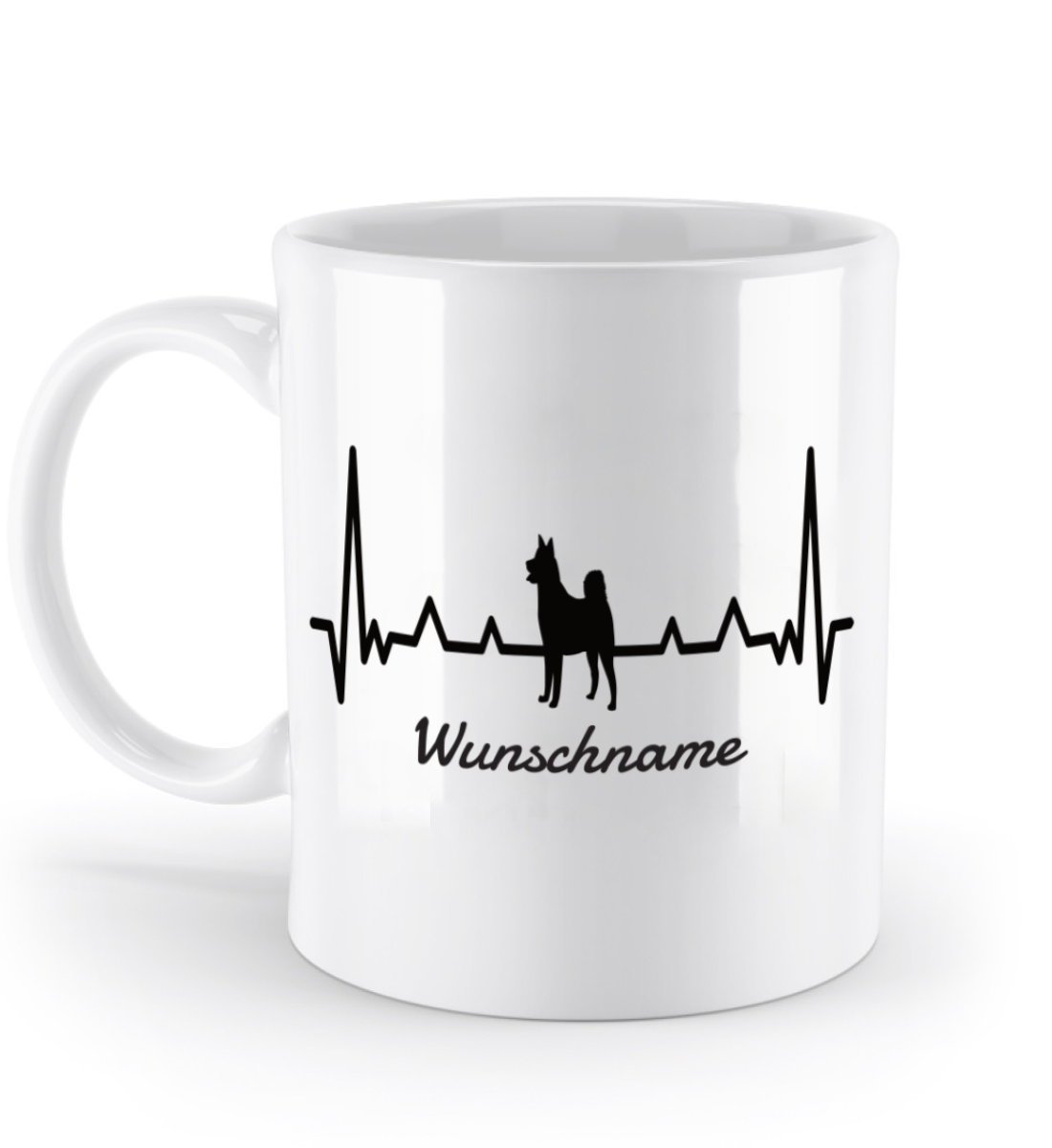 Tasse personalisiert mit Herzschlag und Hundesilhouette – Geschenk für Hundehalter mit Namen | Schollys - Schollys