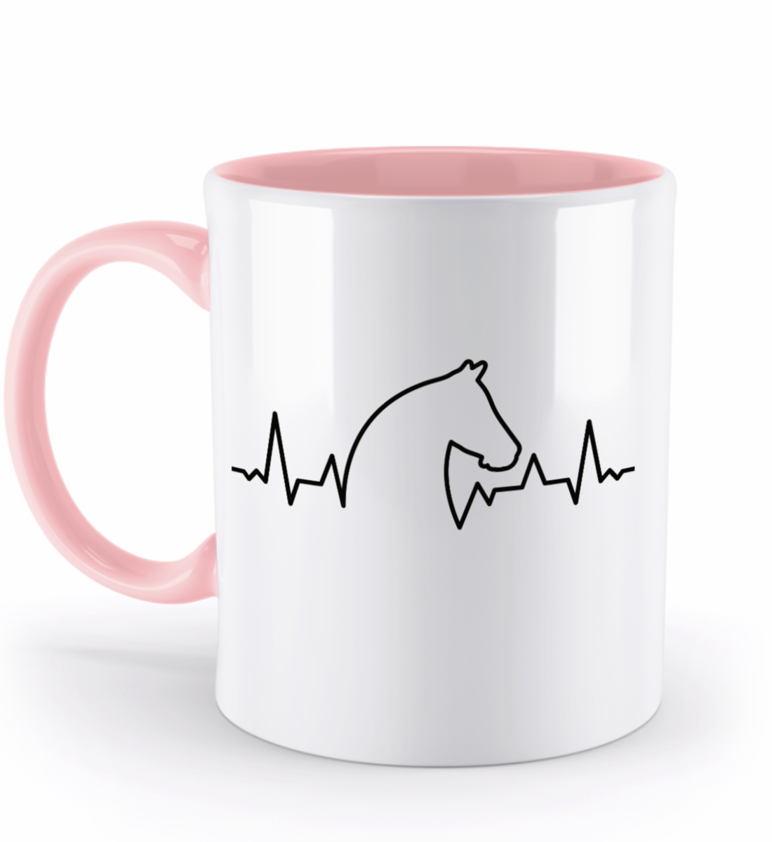 Tasse mit Herzschlag und Pferdekopf – personalisierbar mit Namen für Pferdeliebhaber | Schollys - Schollys
