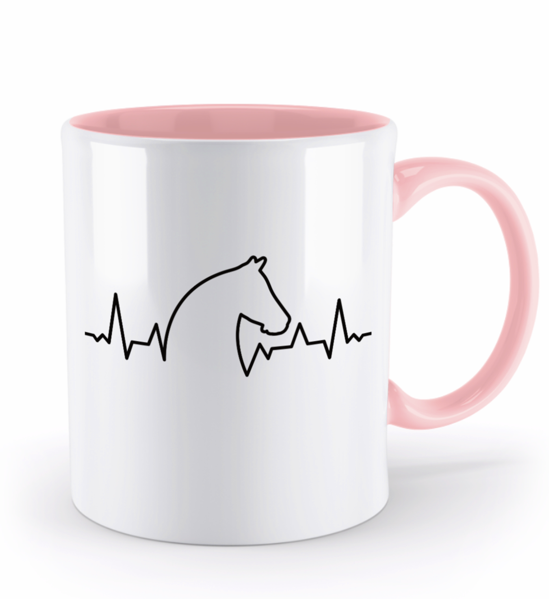 Tasse mit Herzschlag und Pferdekopf – personalisierbar mit Namen für Pferdeliebhaber | Schollys - Schollys