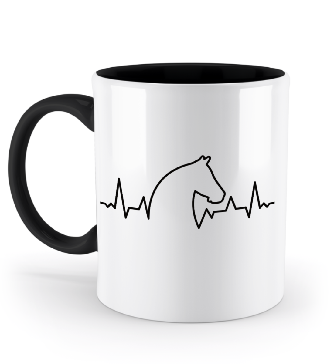 Tasse mit Herzschlag und Pferdekopf – personalisierbar mit Namen für Pferdeliebhaber | Schollys - Schollys