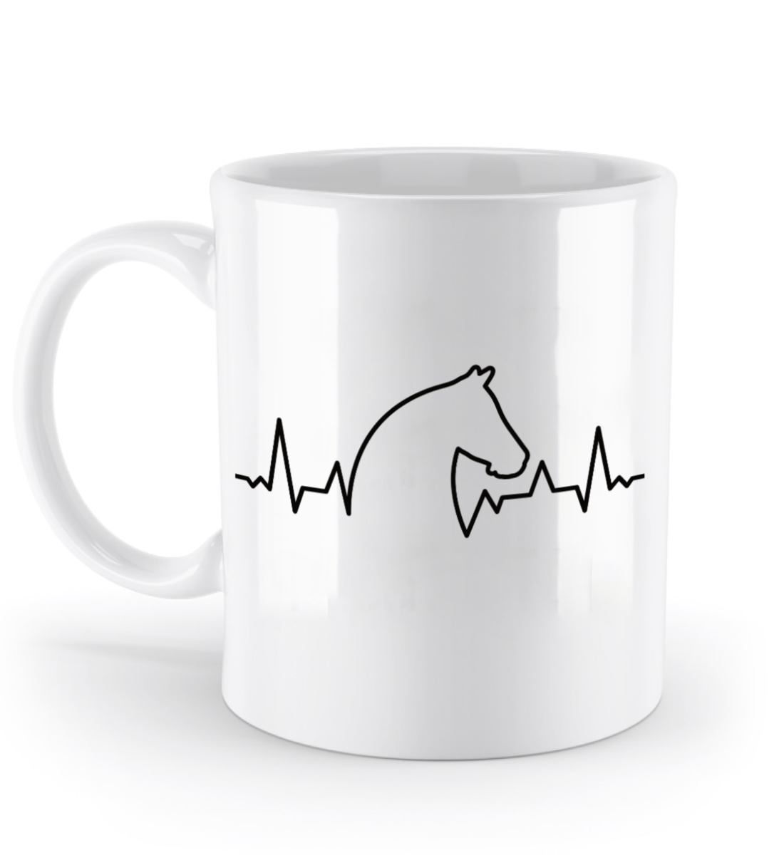 Tasse mit Herzschlag und Pferdekopf – personalisierbar mit Namen für Pferdeliebhaber | Schollys - Schollys