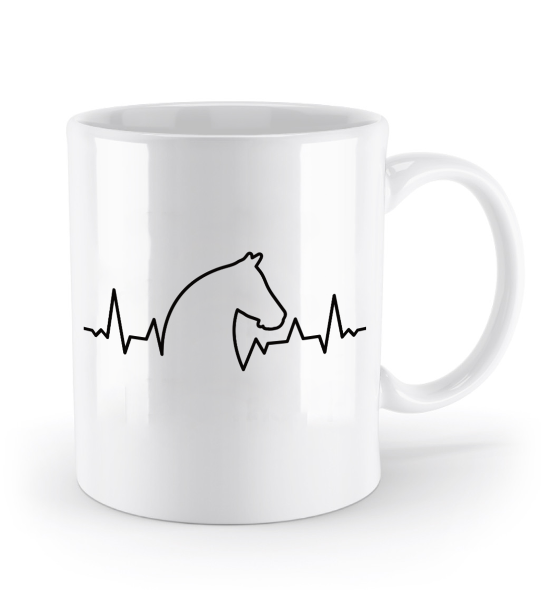 Tasse mit Herzschlag und Pferdekopf – personalisierbar mit Namen für Pferdeliebhaber | Schollys - Schollys