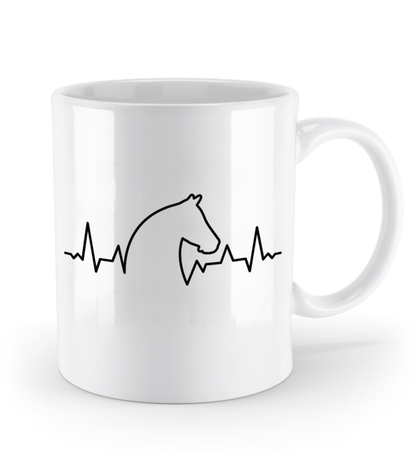 Tasse mit Herzschlag und Pferdekopf – personalisierbar mit Namen für Pferdeliebhaber | Schollys - Schollys