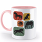 Tasse Retro Pferde Quadrate Design – Reitgeschenk mit Pferdeabbildungen in verschiedenen Posen | Schollys - Schollys