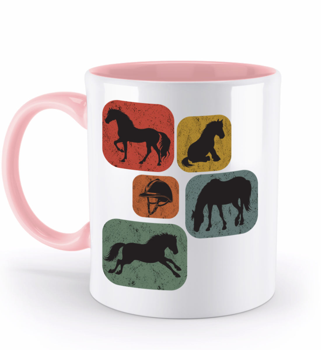 Tasse Retro Pferde Quadrate Design – Reitgeschenk mit Pferdeabbildungen in verschiedenen Posen | Schollys - Schollys