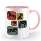 Tasse Retro Pferde Quadrate Design – Reitgeschenk mit Pferdeabbildungen in verschiedenen Posen | Schollys - Schollys