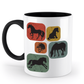 Tasse Retro Pferde Quadrate Design – Reitgeschenk mit Pferdeabbildungen in verschiedenen Posen | Schollys - Schollys