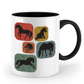 Tasse Retro Pferde Quadrate Design – Reitgeschenk mit Pferdeabbildungen in verschiedenen Posen | Schollys - Schollys