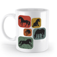 Tasse Retro Pferde Quadrate Design – Reitgeschenk mit Pferdeabbildungen in verschiedenen Posen | Schollys - Schollys