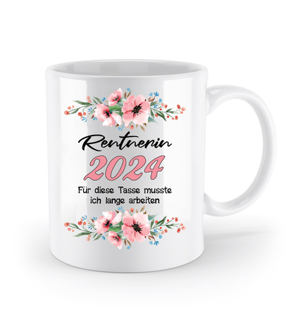 Tasse Rentnerin - personalisiert mit Jahr oder Name - blumig - Schollys