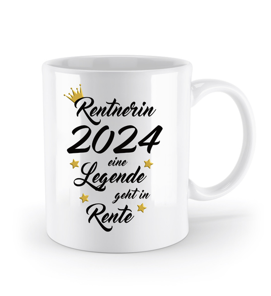 Tasse mit Spruch - Rentnerin eine Legende geht in Rente -Geschenk, Abschiedsgeschenk