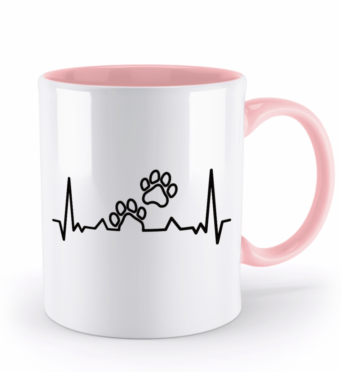 Tasse mit Herzschlag und zwei Pfoten – personalisierbar mit Namen für Tierliebhaber | Schollys - Schollys