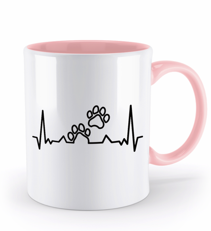 Tasse mit Herzschlag und zwei Pfoten – personalisierbar mit Namen für Tierliebhaber | Schollys - Schollys
