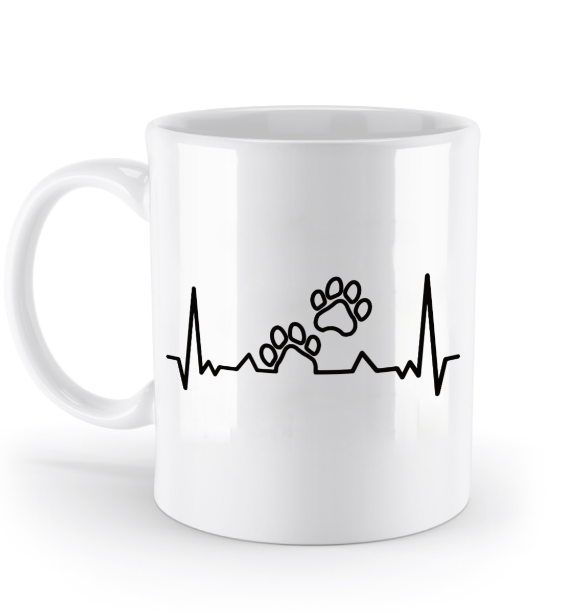 Tasse mit Herzschlag und zwei Pfoten – personalisierbar mit Namen für Tierliebhaber | Schollys - Schollys