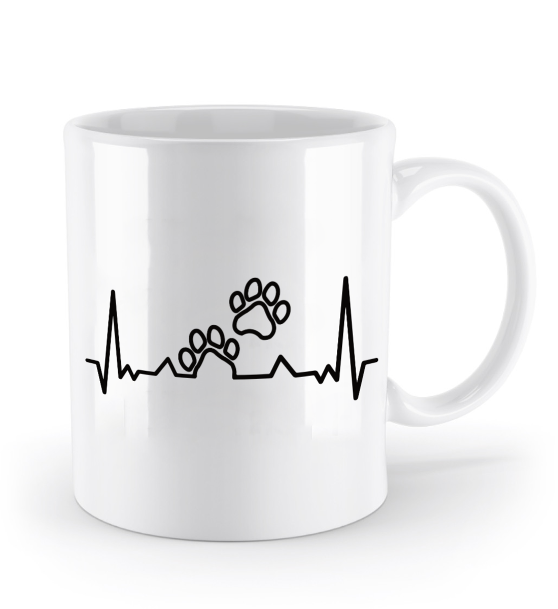 Tasse mit Herzschlag und zwei Pfoten – personalisierbar mit Namen für Tierliebhaber | Schollys - Schollys