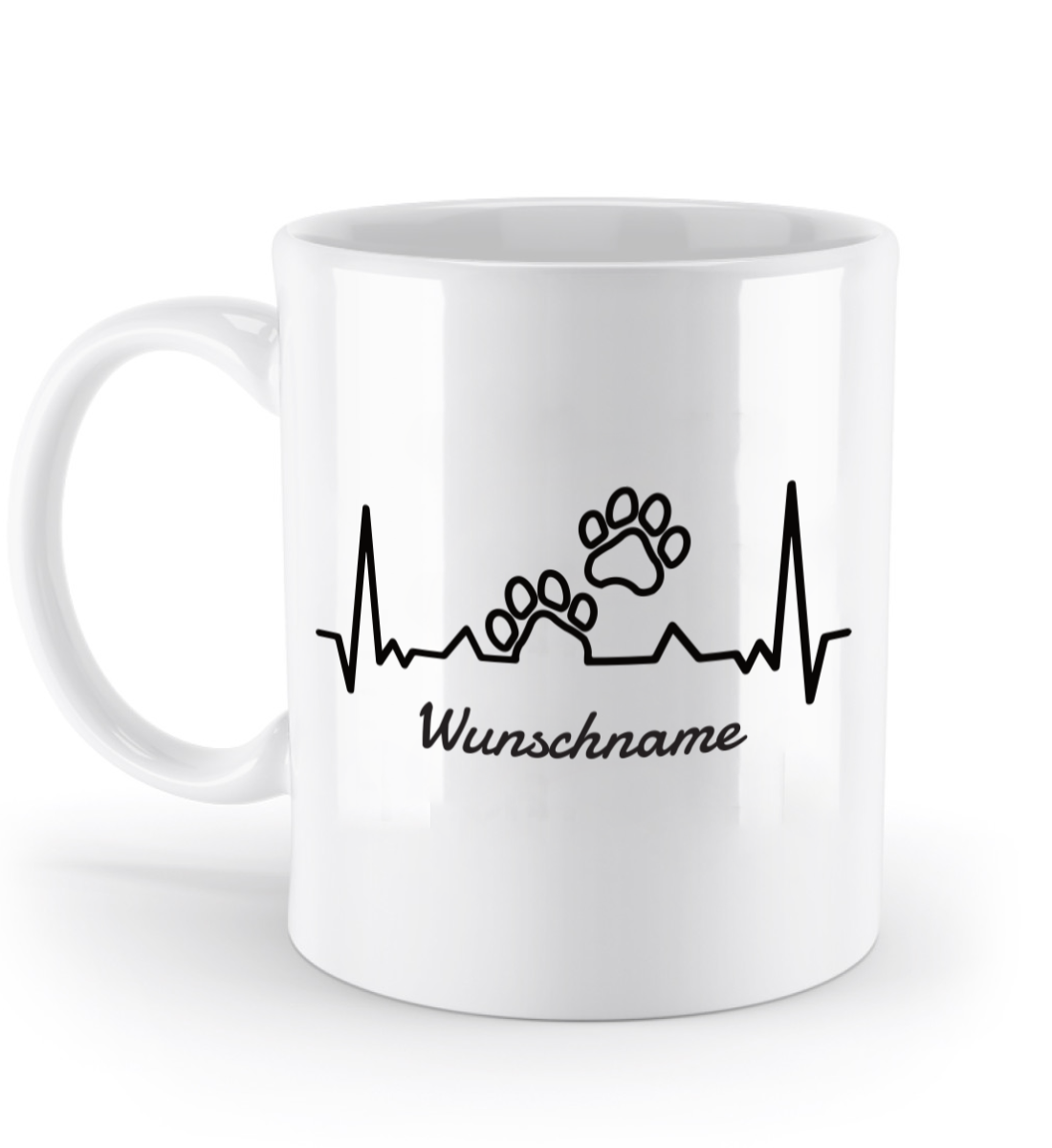 Tasse mit Herzschlag und zwei Pfoten – personalisierbar mit Namen für Tierliebhaber | Schollys - Schollys
